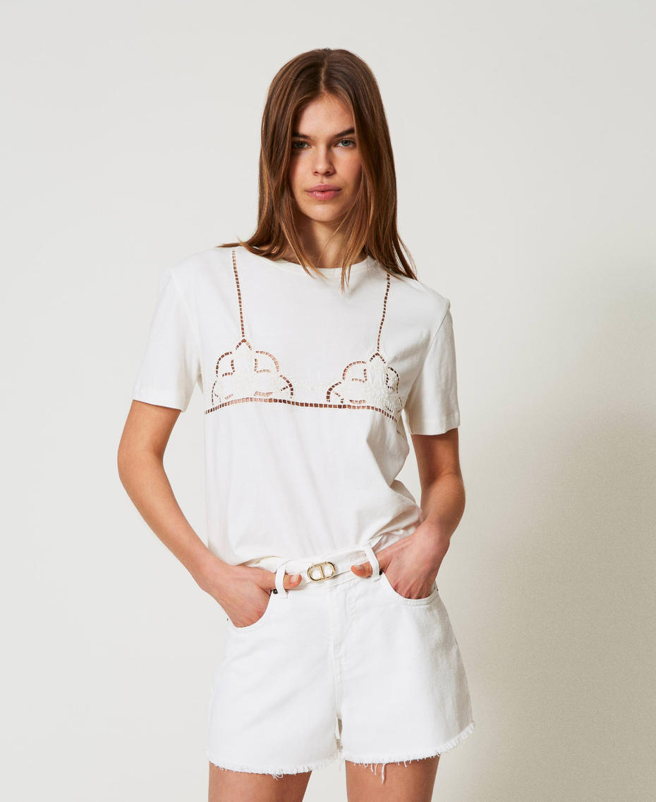 T-shirt with openwork embroidery White Snow Woman 251TT2290_00282_01
