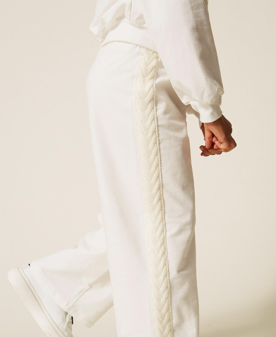 Palazzohose aus Sweatstoff und Strickgewebe Wei&szlig; Schnee M&auml;dchen 262GJ2271_00282_04