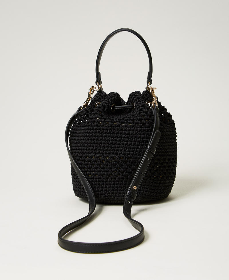 Bucket bag in crochet cotton Black Woman 251TD8111_00006_03