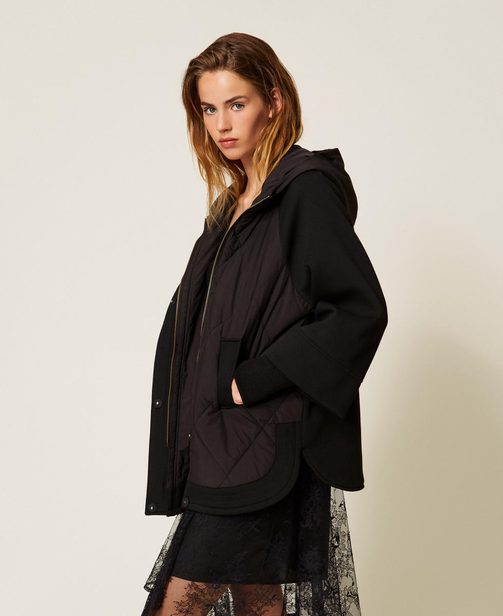 Caban en scuba et nylon Noir Femme 252LI2CAA_00006_02