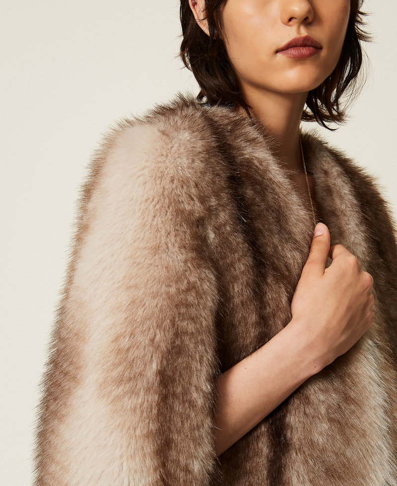 Faux fur cape jacket Animal Shade Casha/Brown Woman 262TP2242_13812_04