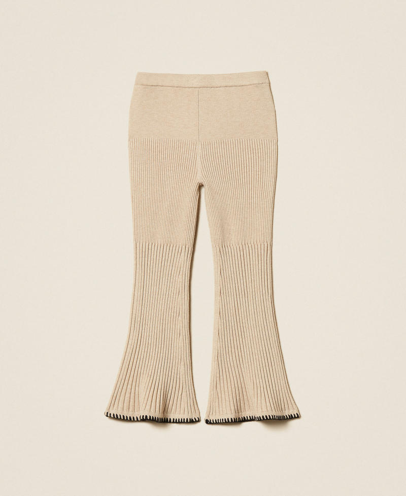 Girls' rib knit trousers Biscuit Beige Girl 252GB3081_10884_S0