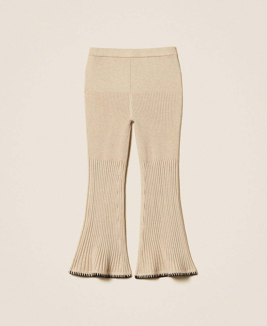 Girls' rib knit trousers Biscuit Beige Girl 252GB3081_10884_S0