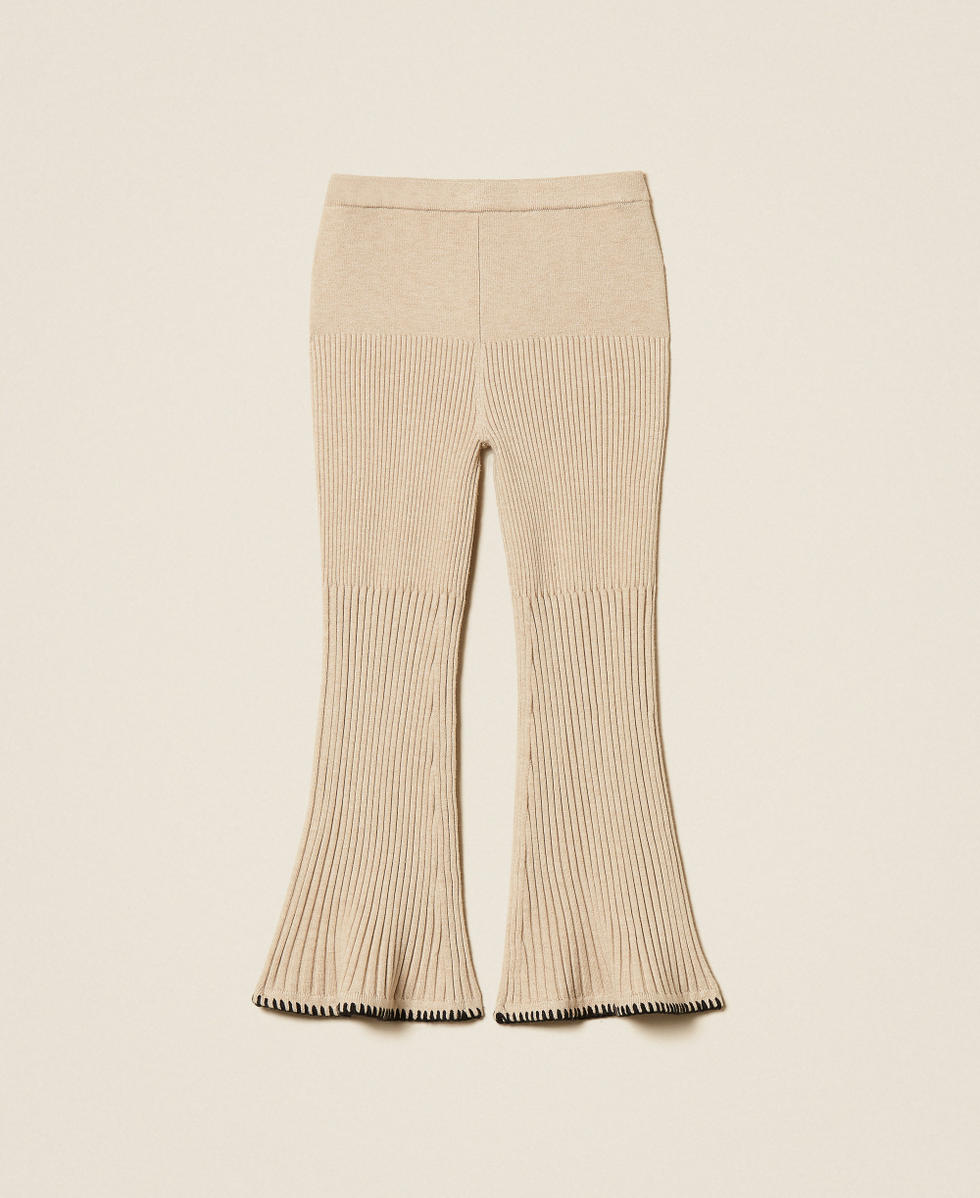 Pantalon pour fille en maille côtelée