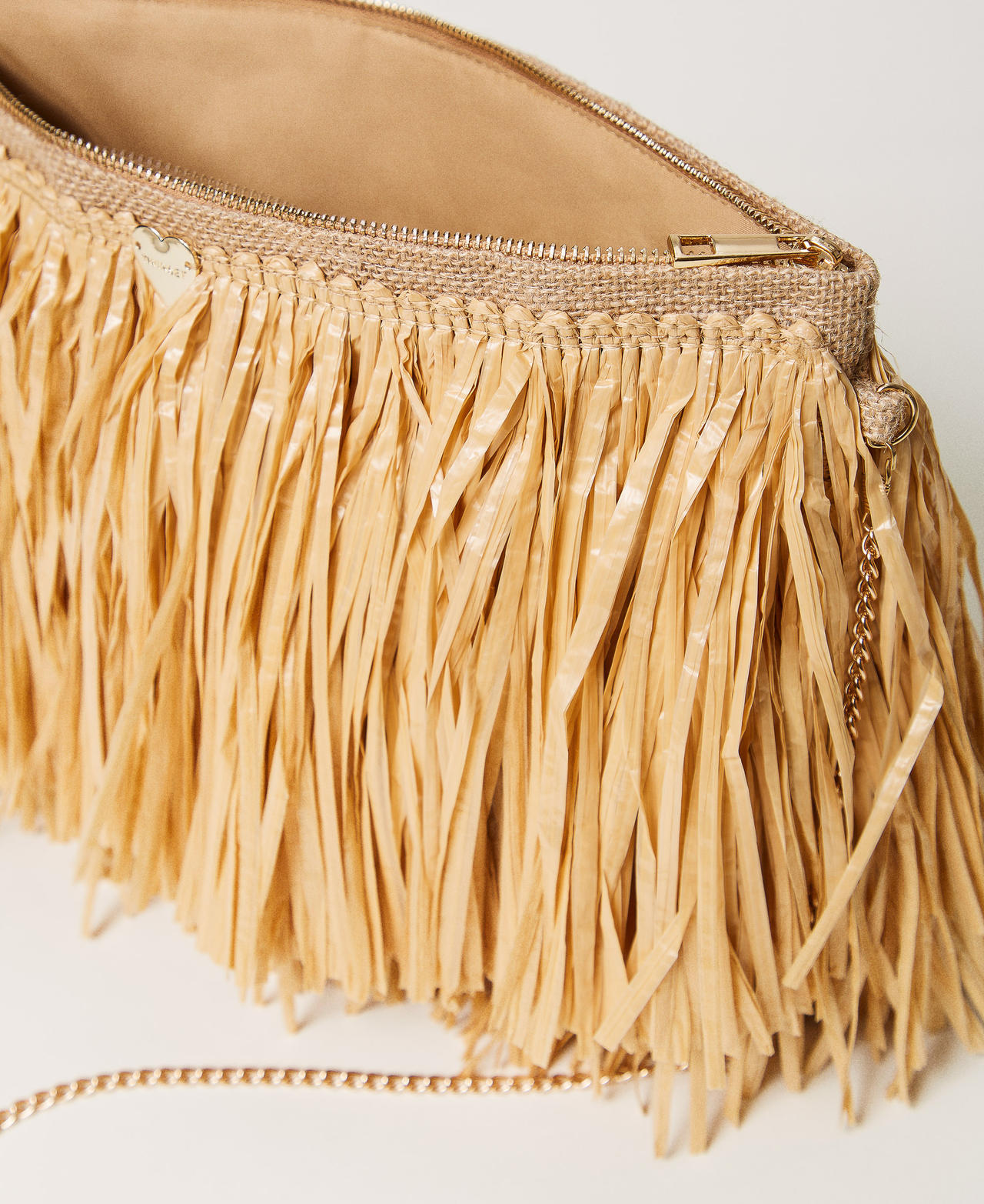 Borsa a tracolla in juta con frange Paglia Donna 251LM8AEE_00193_04