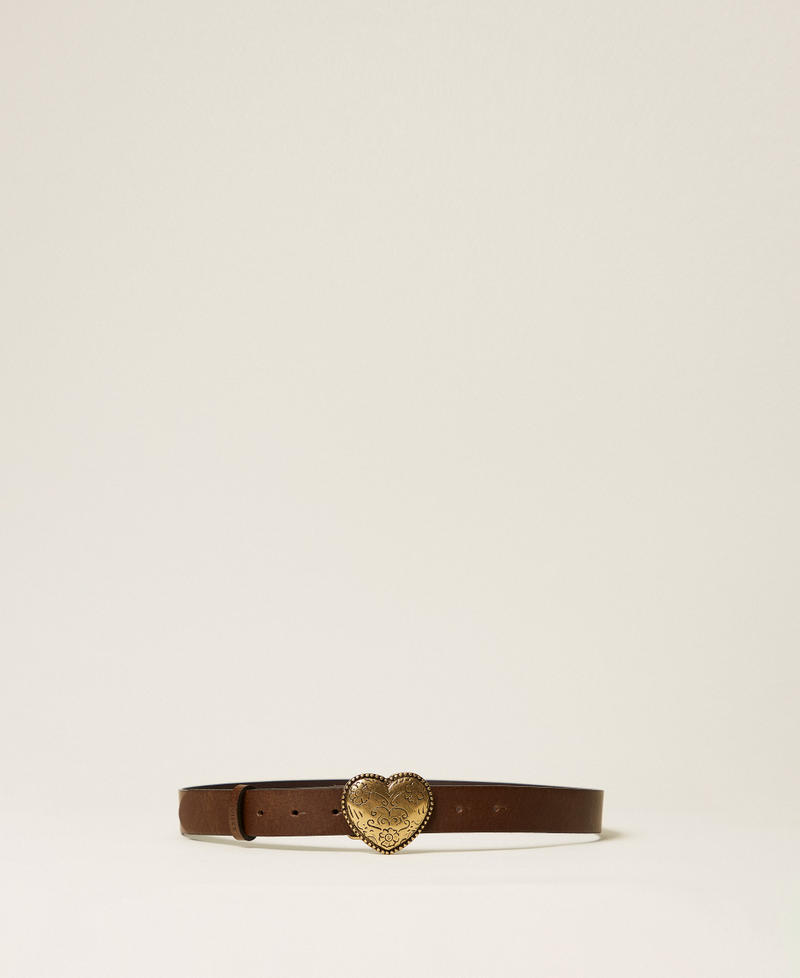Cinturón de piel con corazón Cuero Mujer 261TA4150_00057_01