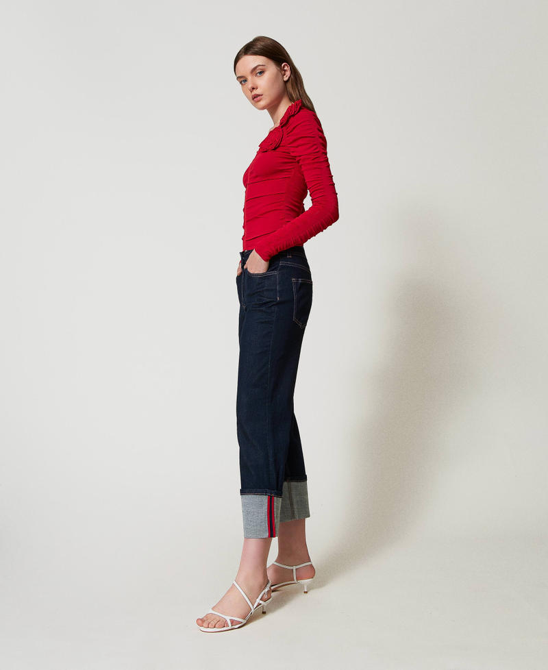 Cropped-Jeans mit Aufschlag Rinse-Denim Frau 251AP2352_06295_02