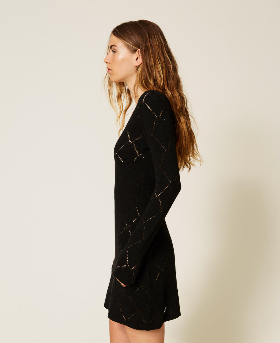 Robe courte en fil Treeblend avec losanges Noir Femme 252TP3471_00006_02