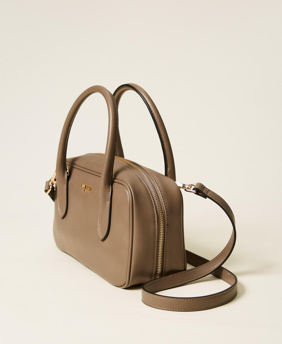 Medium bowler bag with logo Steel Woman 252TD8062_12817_02