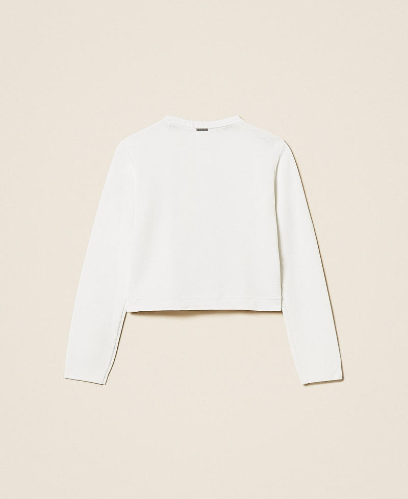 Baby-Strickjacke mit Spitzeneins&auml;tzen Mattwei&szlig; M&auml;dchen 261GB3051_00526_S1