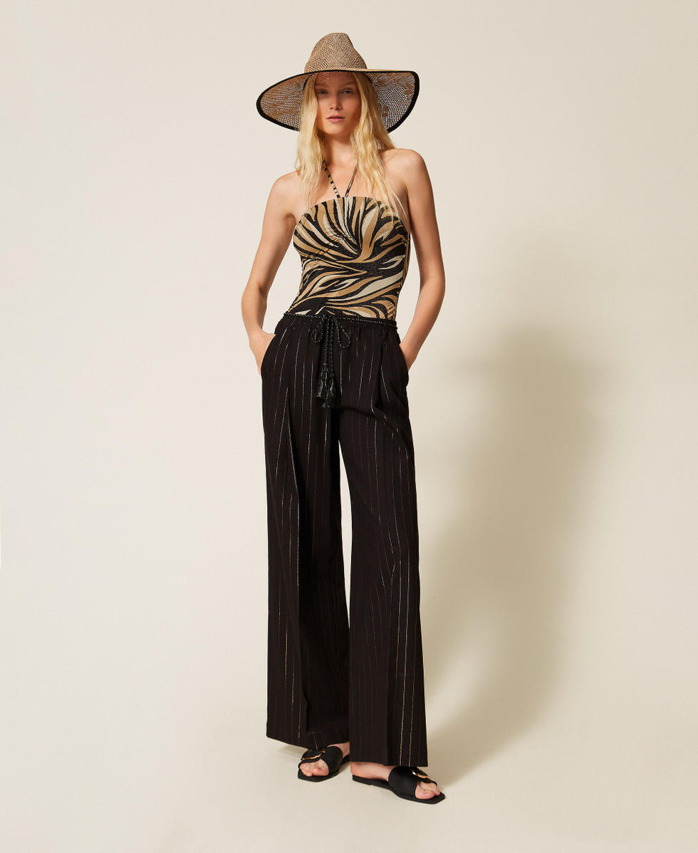 Pantaloni ampi a righe lurex