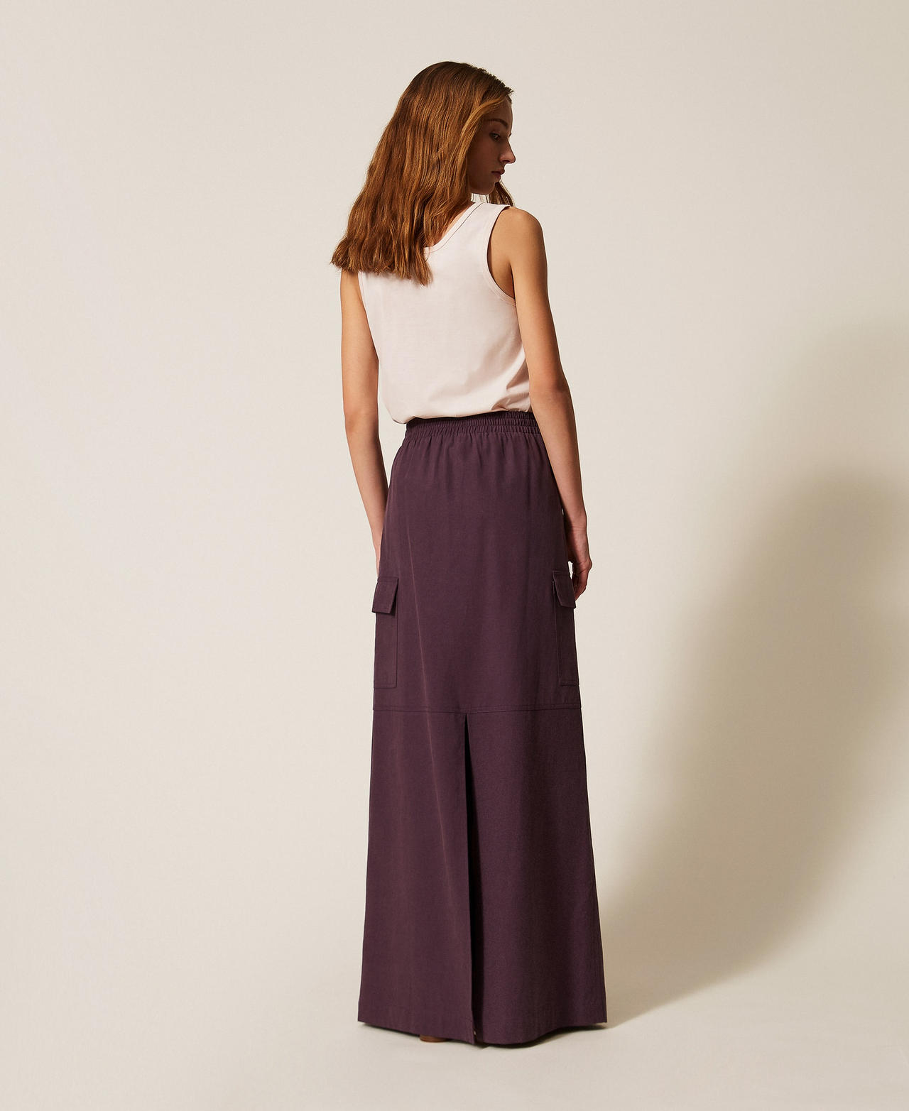 Falda larga de lyocell y algod&oacute;n Violeta &laquo;Plum Perfect&raquo; Mujer 261TE2072_13209_03