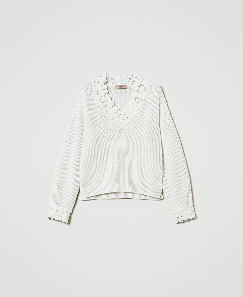 Wool blend jumper with embroidery White Snow Woman 242TT3422_00282_S0