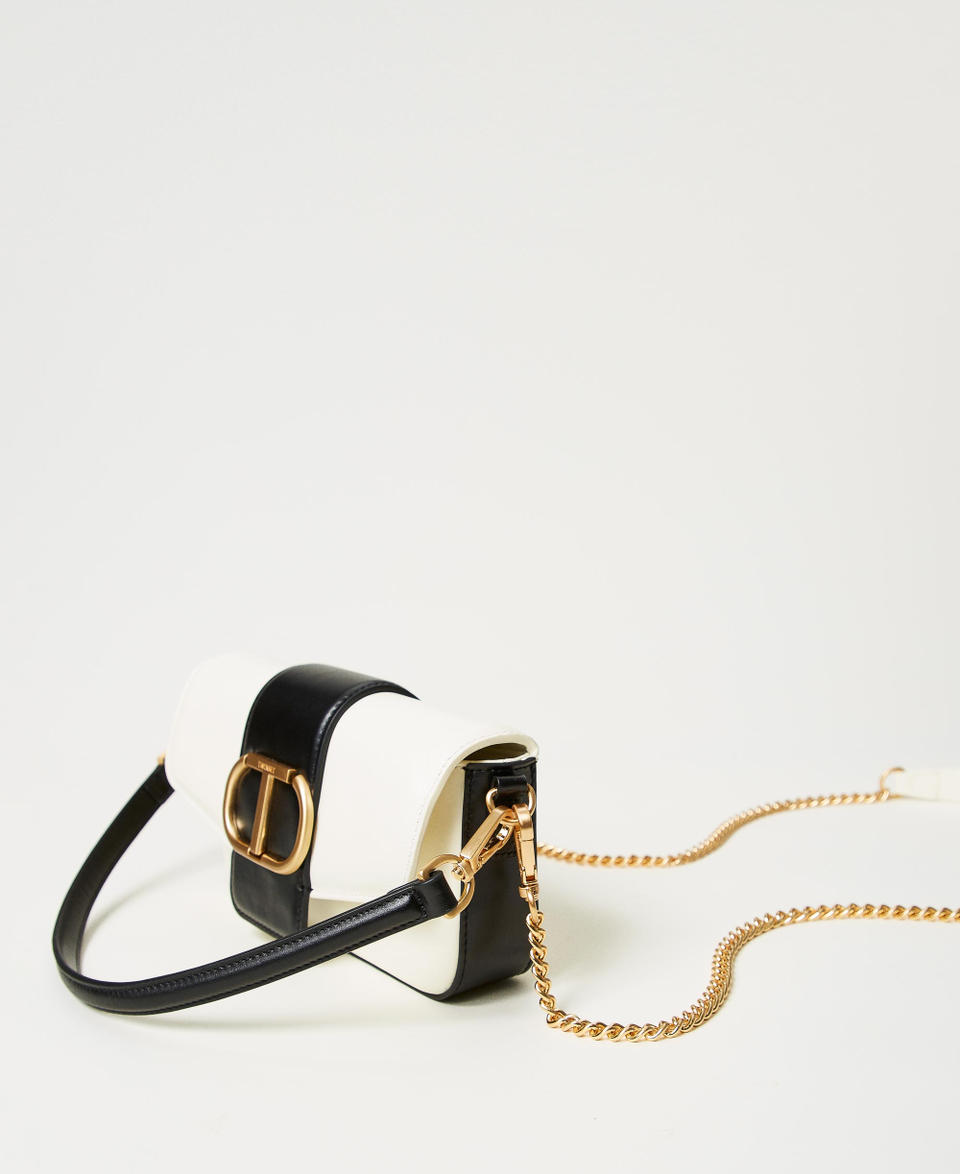 ‘Amie’ little leather shoulder bag Two-tone Mother-of-pearl / Black Woman 251TB7091_03261_02