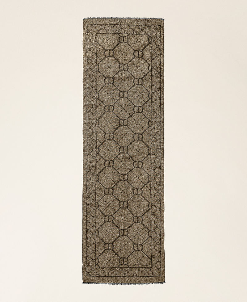 Stola jacquard con Oval T Bicolor Nero / Oro Donna 252TO5550_01848_05