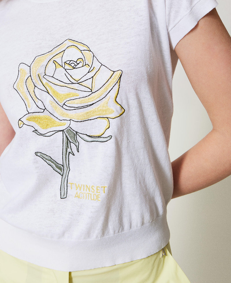 Knit t-shirt with embroidery "Papers" White Woman 251AX3051_00840_03