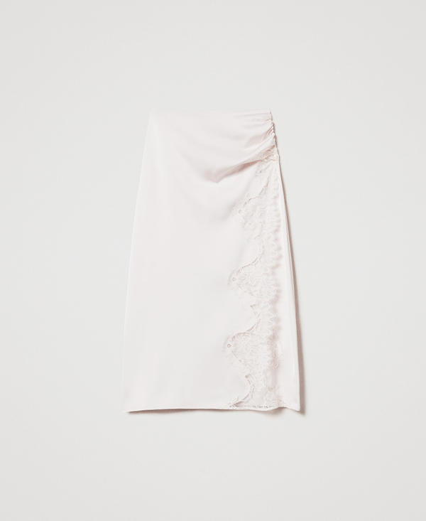 Satin and lace midi skirt