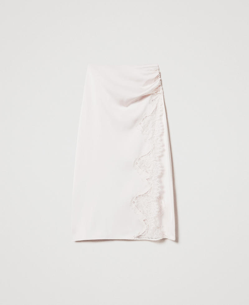 Falda midi de raso y encaje Blanco «Old White» Mujer 251TQ2011_11748_S0