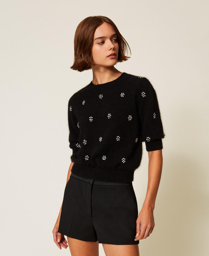 Angora blend jumper with embroidery Black Woman 252TT3181_00006_01