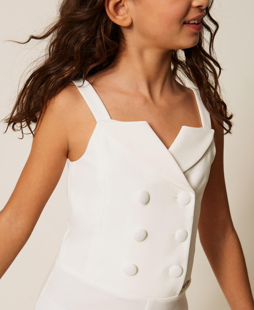 Zweireihiger Jumpsuit aus Cr&ecirc;pe Mattwei&szlig; M&auml;dchen 261GJ2Q50_00526_04