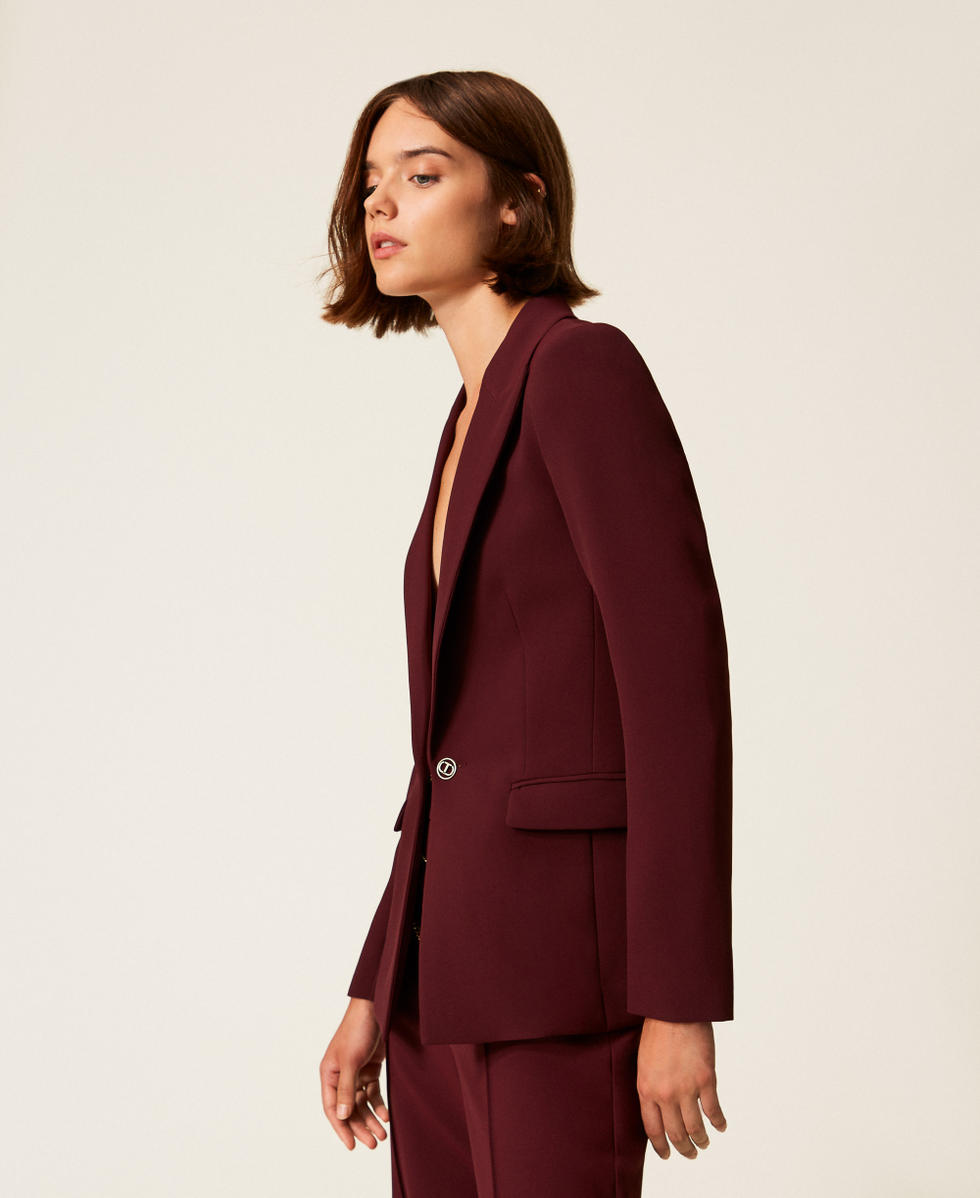 Oval T cr&ecirc;pe blazer &ldquo;Wine tasting&rdquo; Purple Woman 252TP2590_05609_02