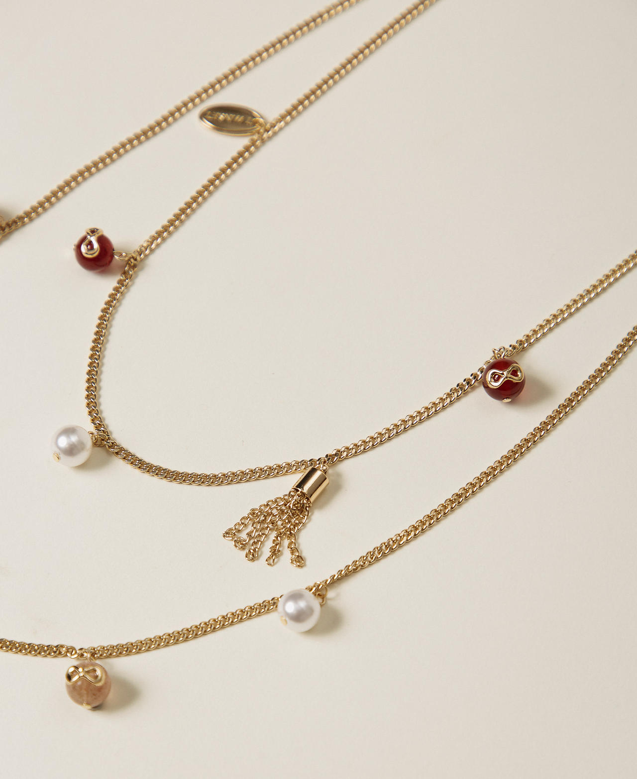 Collana con ciondoli e pietre multicolor Bicolor Rosso "Indian Red" / Cashmere Rose Donna 261TO5020_13529_02