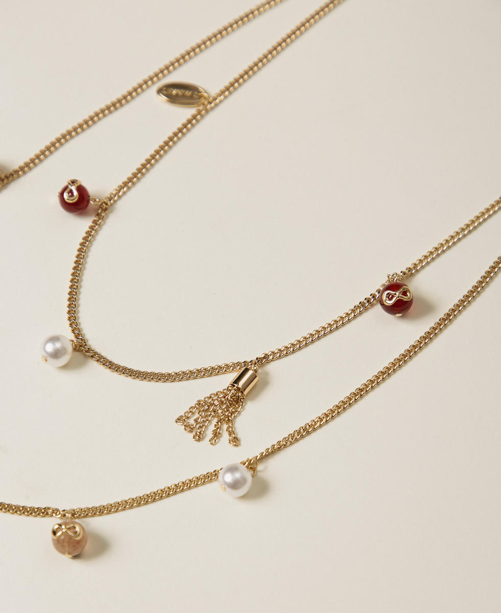 Collar con colgantes y piedras multicolores Bicolor Rojo &laquo;Indian Red&raquo; / Cashmere Rose Mujer 261TO5020_13529_02