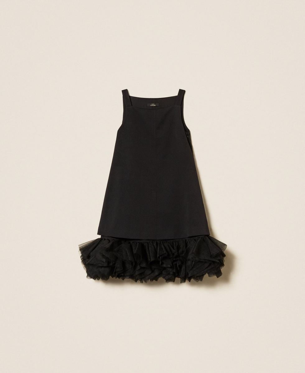 Abito corto con balze in tulle Nero Donna 252AT2084_00006_S0