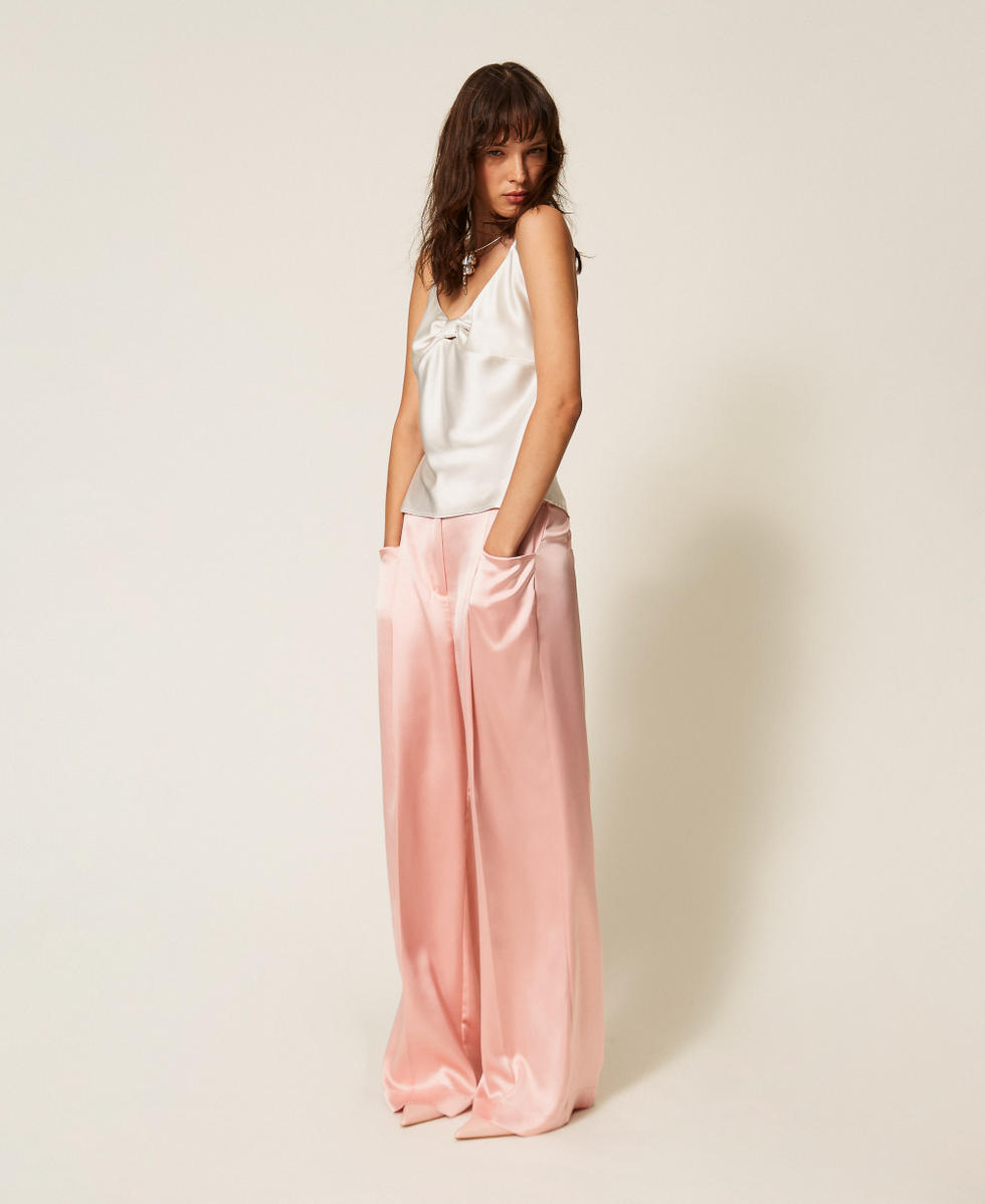 Satin palazzo trousers Pink Dancer Woman 261AP2254_10021_01
