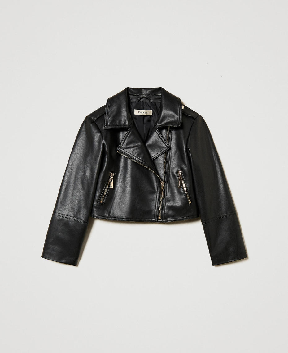 Faux leather biker jacket Black Girl 251GJ2561_00006_S0