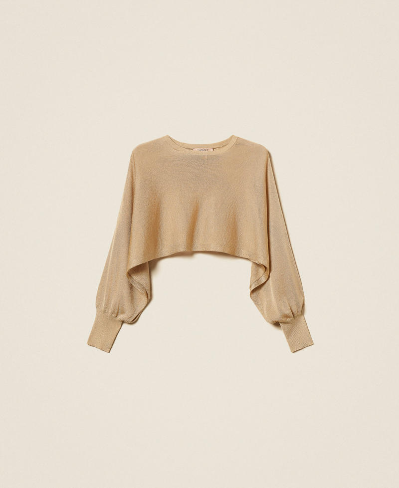 Cropped jumper with lurex Delicate Sand Lurex Woman 261TP3124_13372_S0