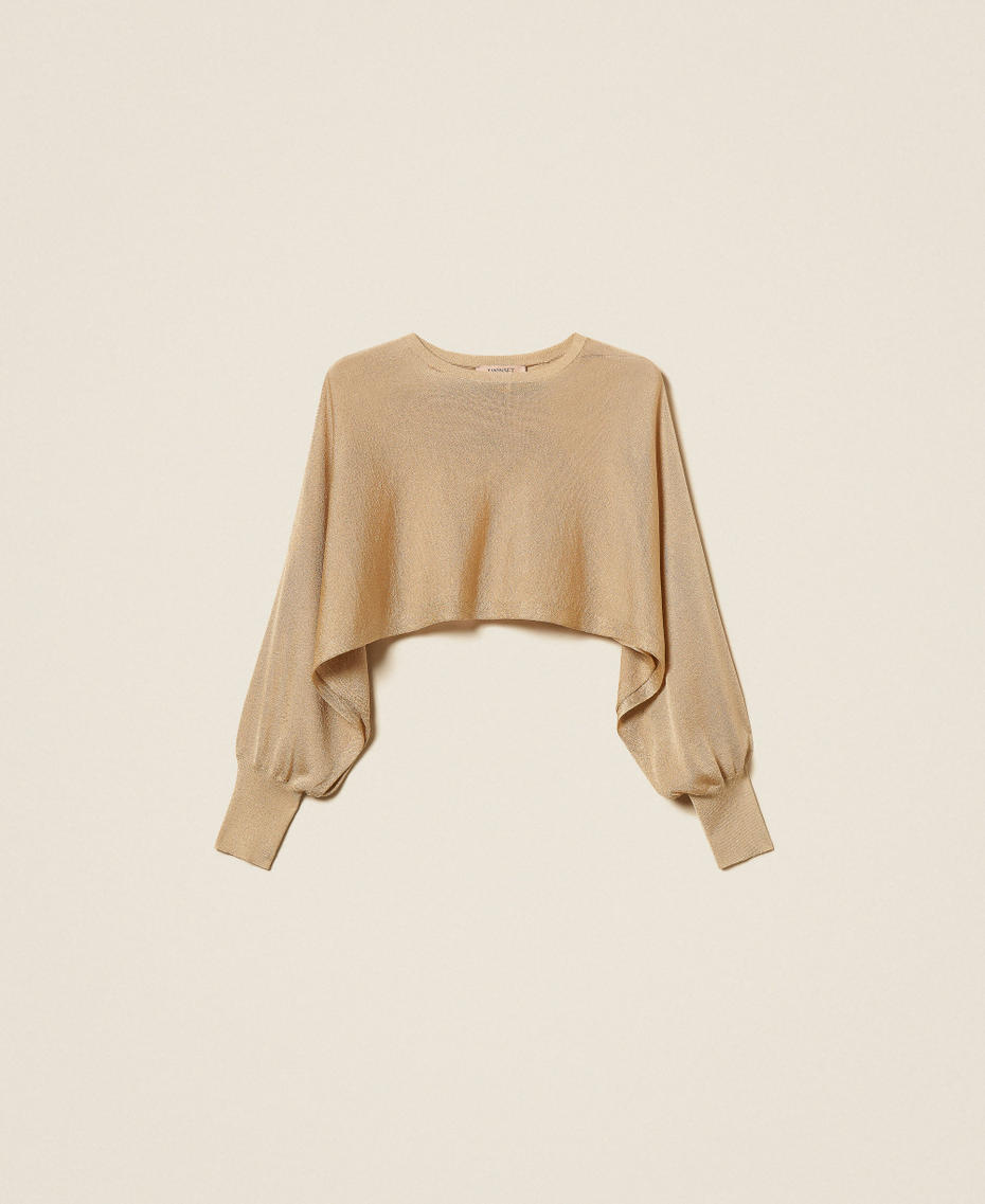 Cropped jumper with lurex Delicate Sand Lurex Woman 261TP3124_13372_S0