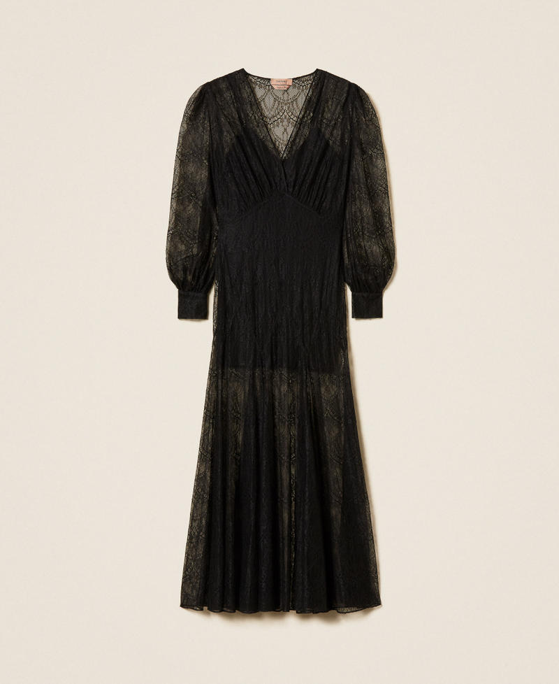Abito lungo in pizzo Valenciennes Nero Donna 262TP274A_00006_S0