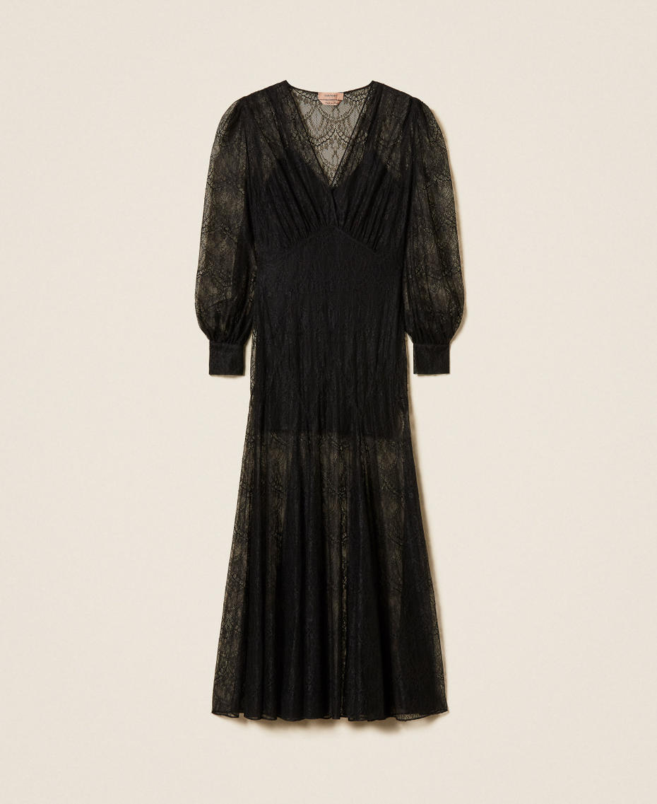 Abito lungo in pizzo Valenciennes Nero Donna 262TP274A_00006_S0