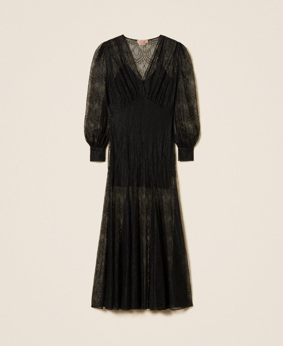 Abito lungo in pizzo Valenciennes Nero Donna 262TP274A_00006_S0