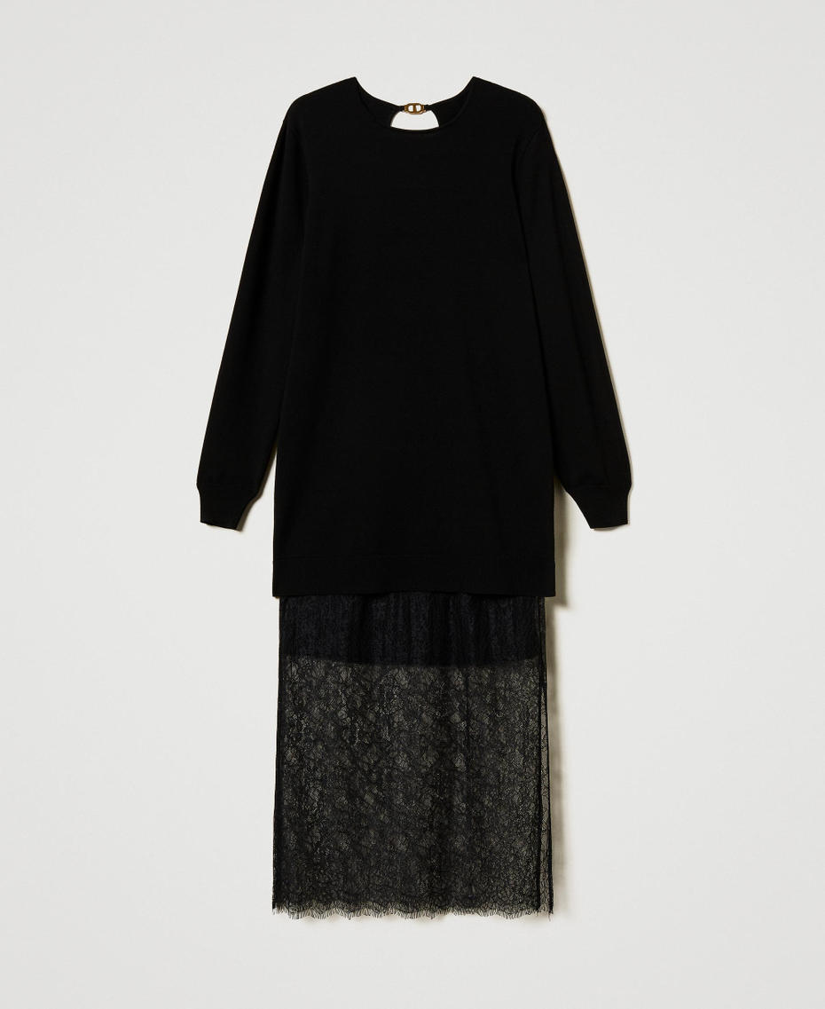 Short knit dress and lace skirt Black Woman 251TP3412_00006_S0