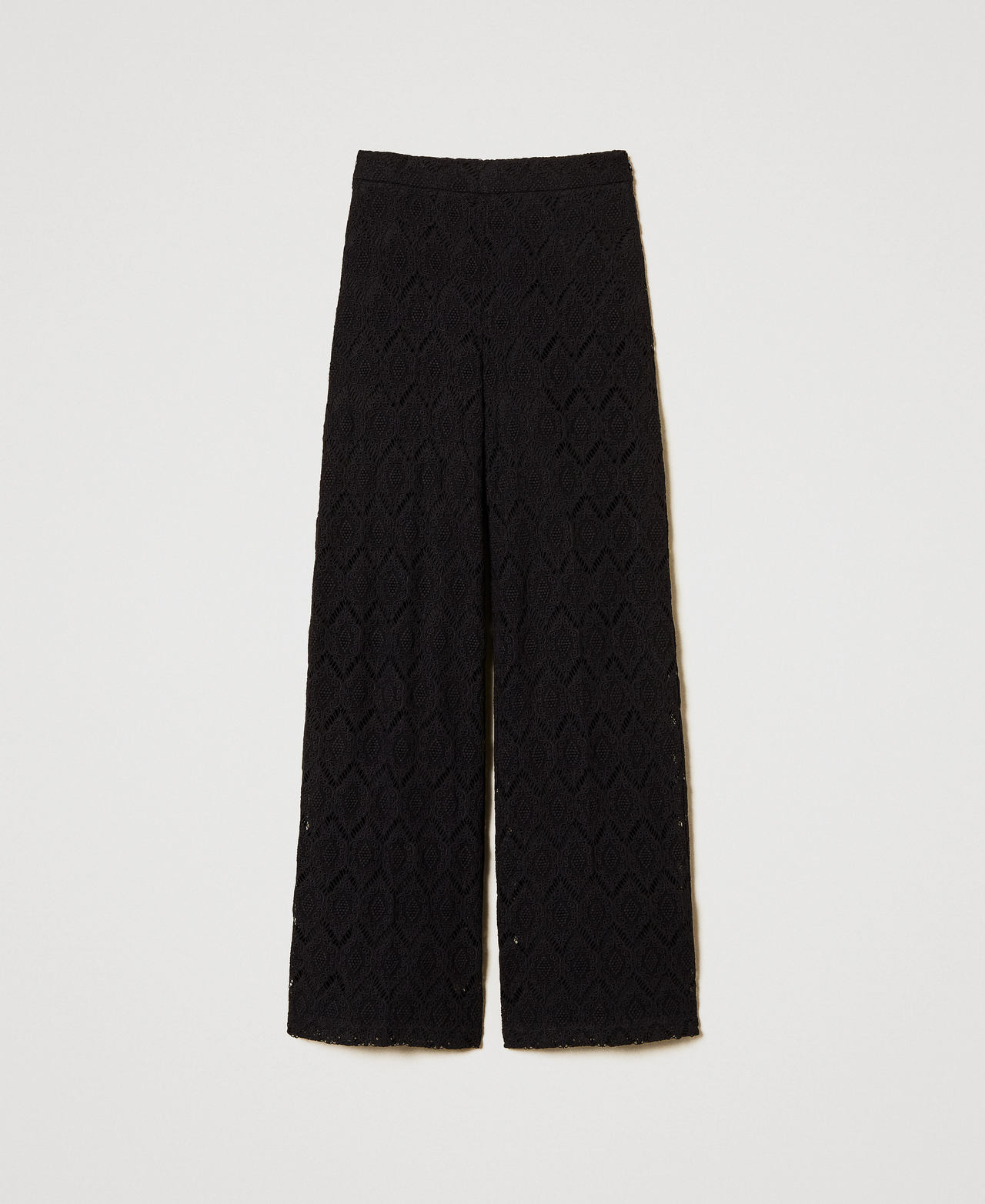 Macramé lace wide leg trousers Black Woman 251TP2409_00006_0S
