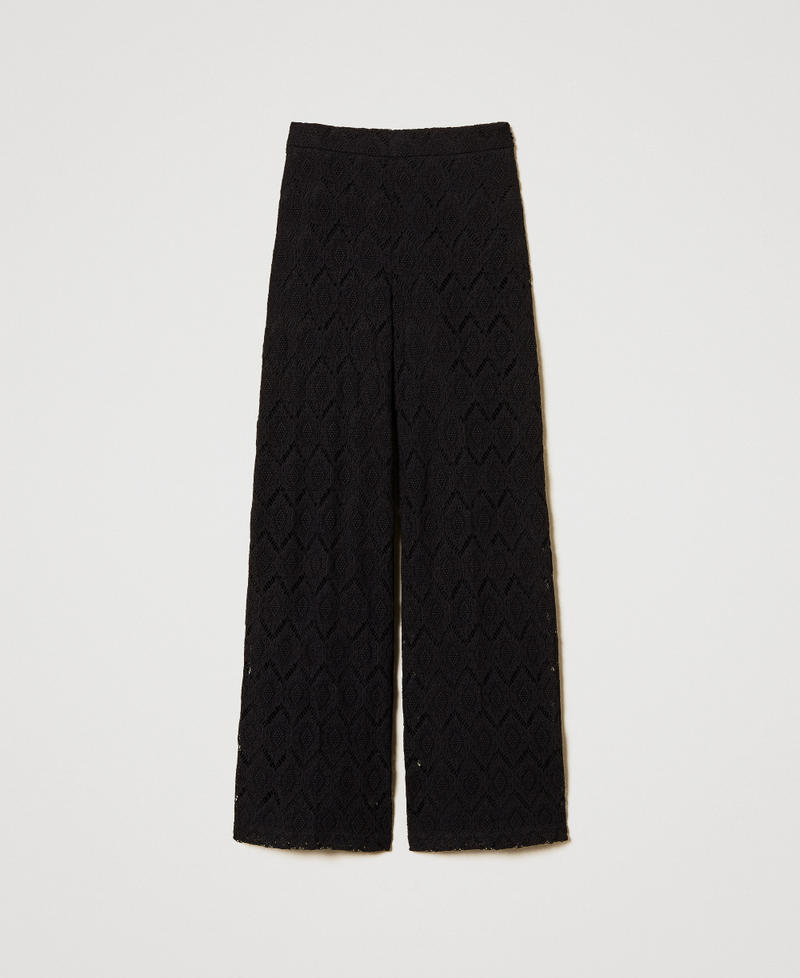 Macram&eacute; lace wide leg trousers Black Woman 251TP2409_00006_S0