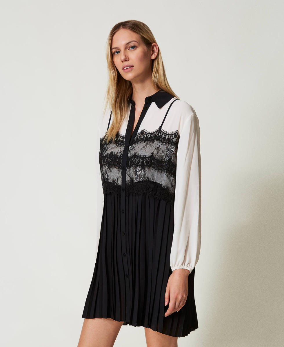 Robe courte chemisier en cr&ecirc;pe georgette