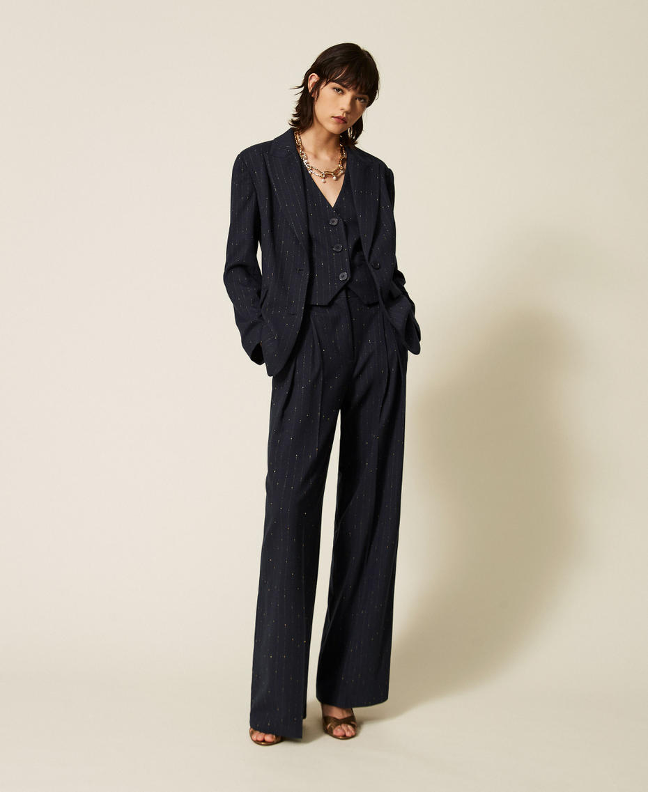 Gilet slim gessato Blue Paint Pinstripe Donna 262AP2365_13687_T0