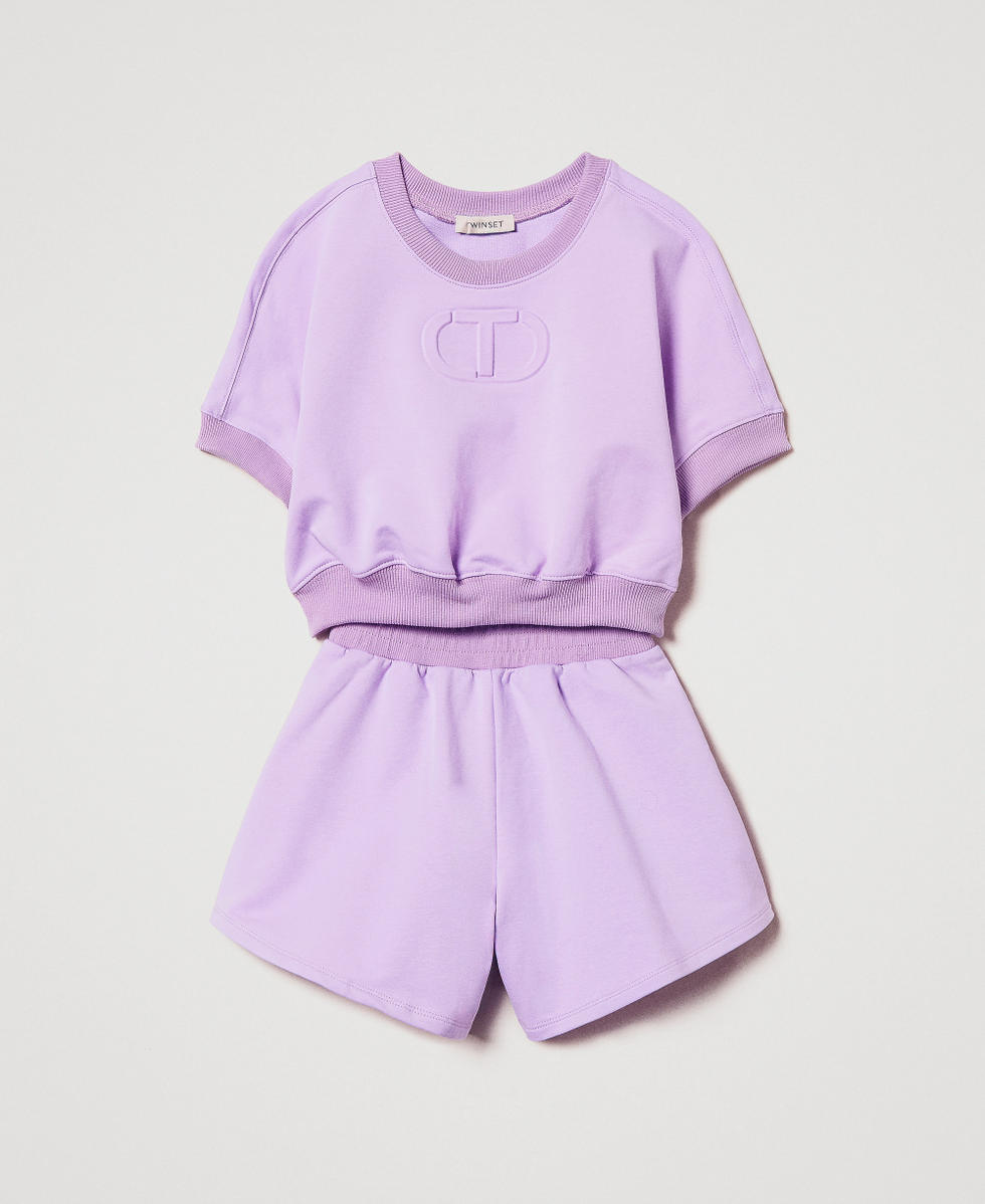 Oval T sweatshirt and shorts Pastel Violet Girl 251GJ2580_11862_S0