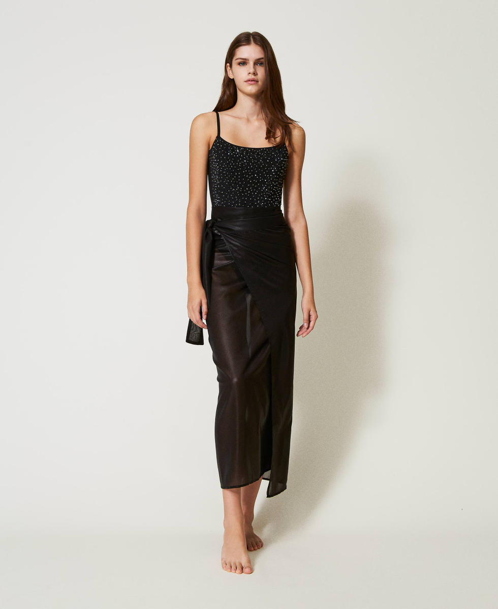 Laminated sarong with sash Black Woman 251LB4CFF_00006_01