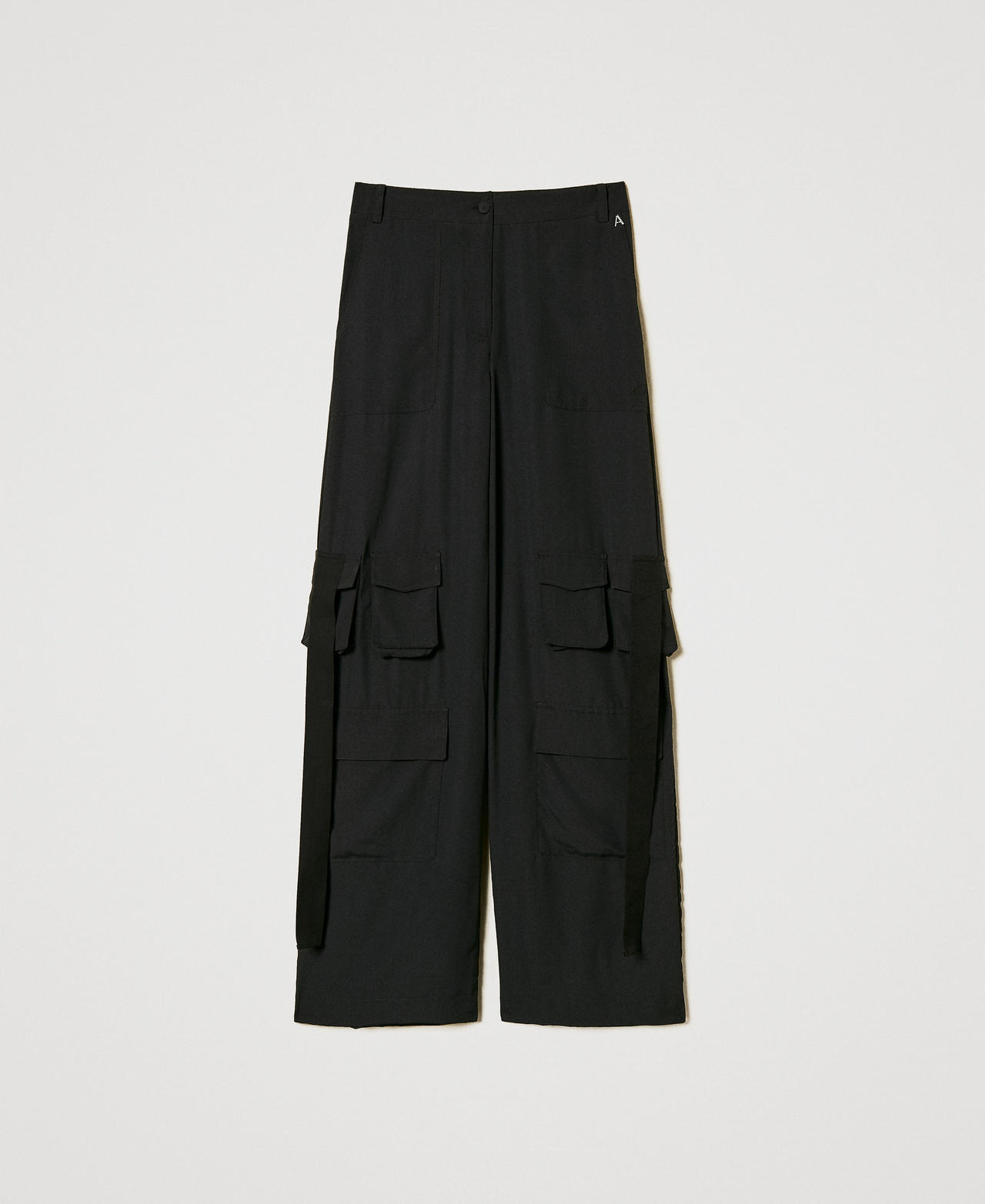 Crêpe de Chine cargo trousers Black Woman 251AP2244_00006_0S
