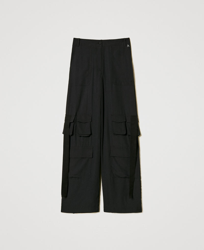 Crêpe de Chine cargo trousers Black Woman 251AP2244_00006_S0