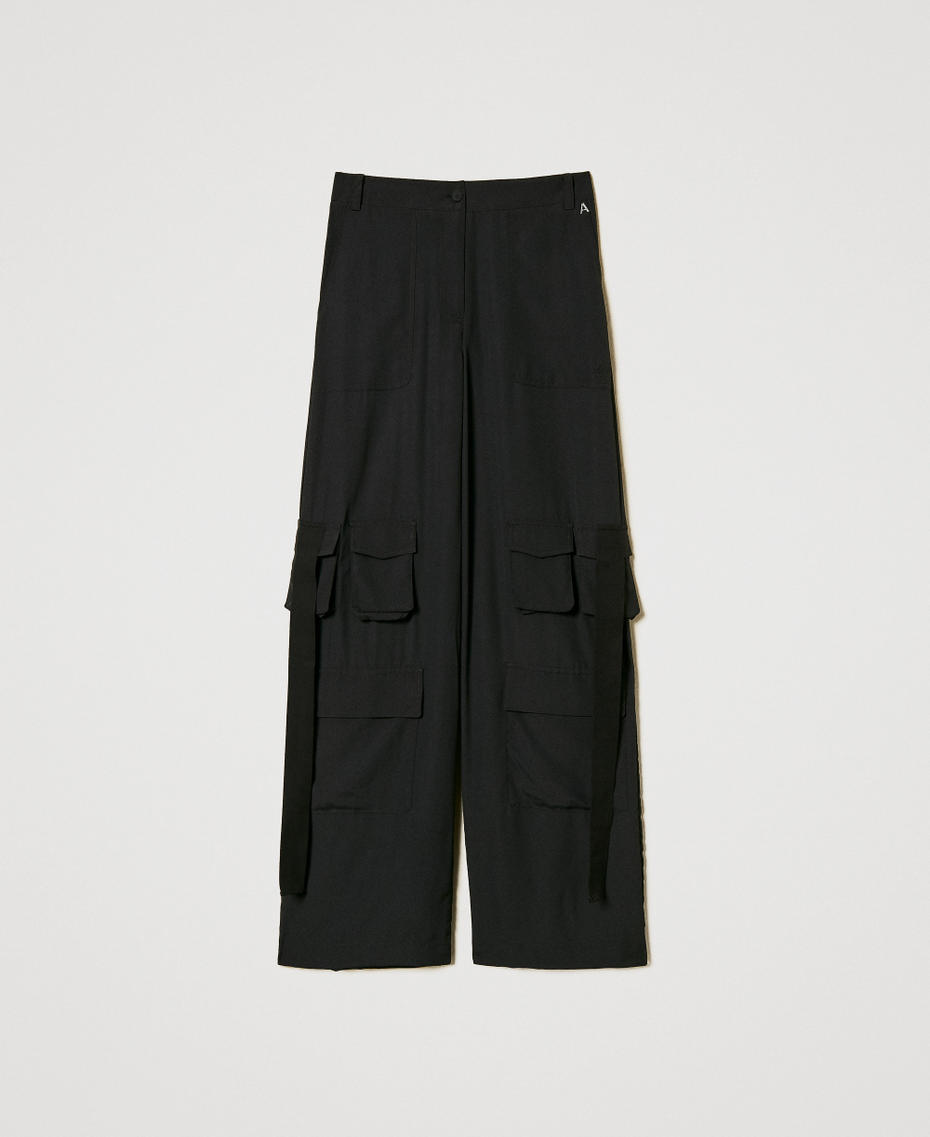 Crêpe de Chine cargo trousers Black Woman 251AP2244_00006_S0