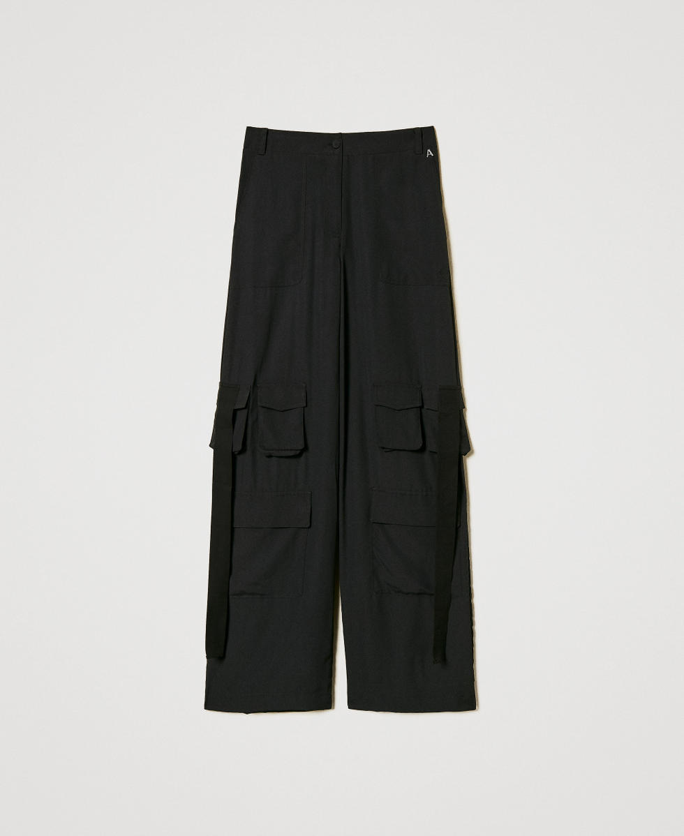Crêpe de Chine cargo trousers