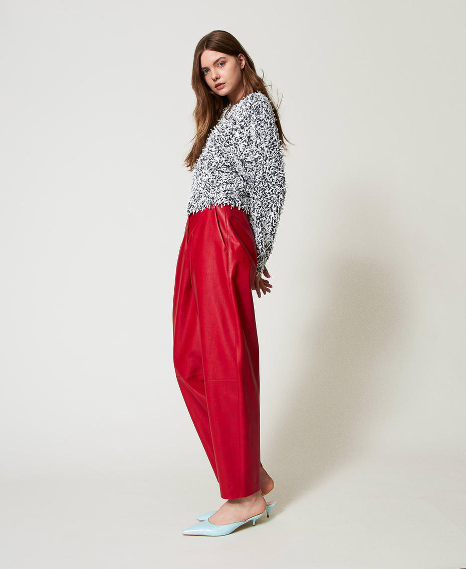 Pull en fil boucl&eacute; Bicolore Deep Blue/Papers Femme 251AP3200_12191_T0