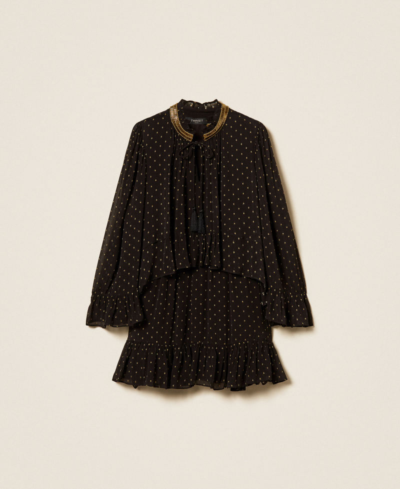 Abito corto in georgette fil coupé Nero Donna 252TS2281_00006_S0