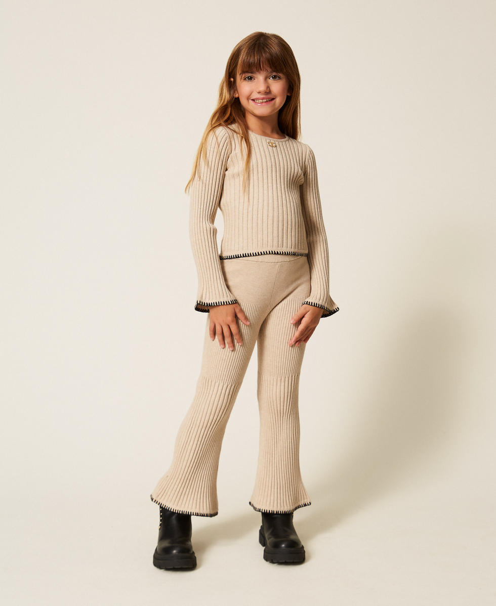 Pull c&ocirc;tel&eacute; pour fille avec broderie Beige &laquo;&nbsp;Biscuit&nbsp;&raquo; Fille 252GB3080_10884_T0