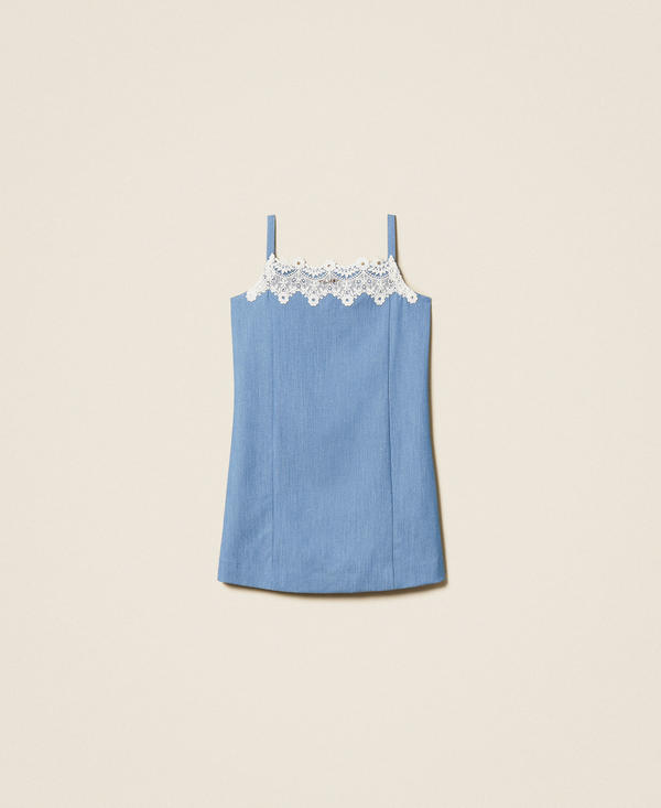 Short end-on-end cloth dress with lace